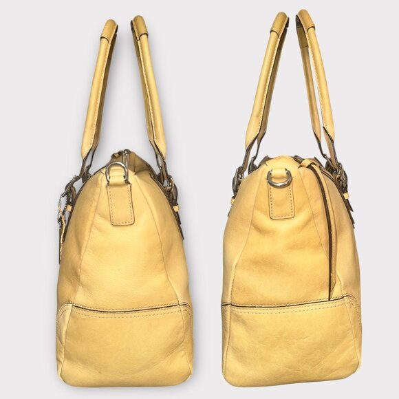 Coach Hamilton Satchel F13811 Tan Leather Nickel Convertible Bag + Strap Tag - Picture 5 of 9